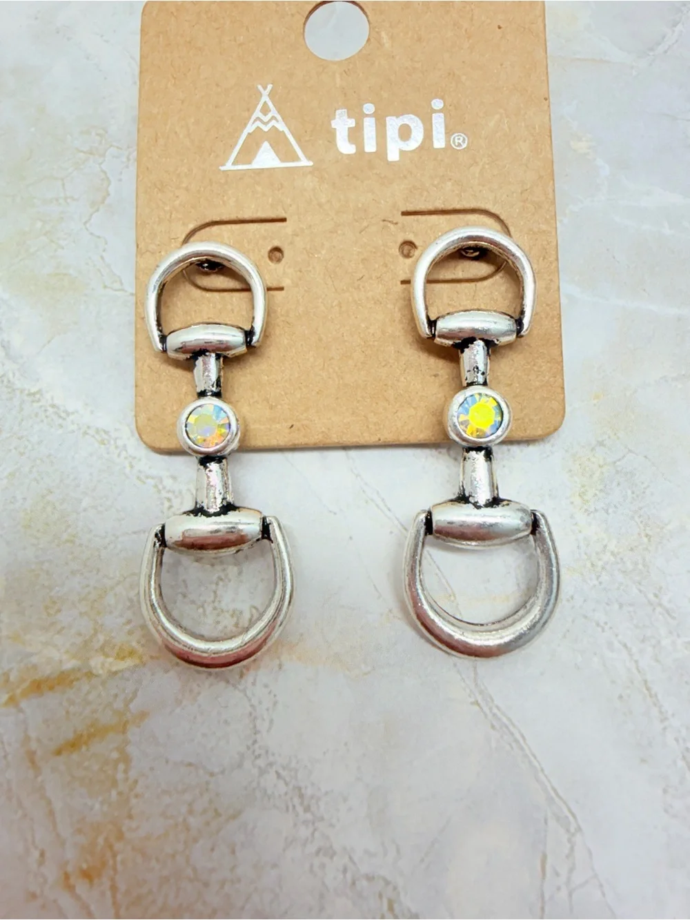 Silver Dangle Horsebit Earrings - Women Jewelry